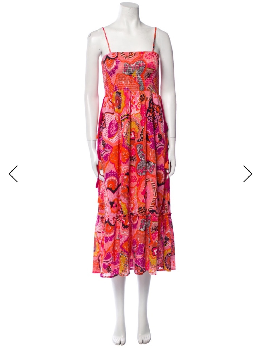 Banjanan Pink & Orange Floral Smocked Dress - M - Picture 3 of 16